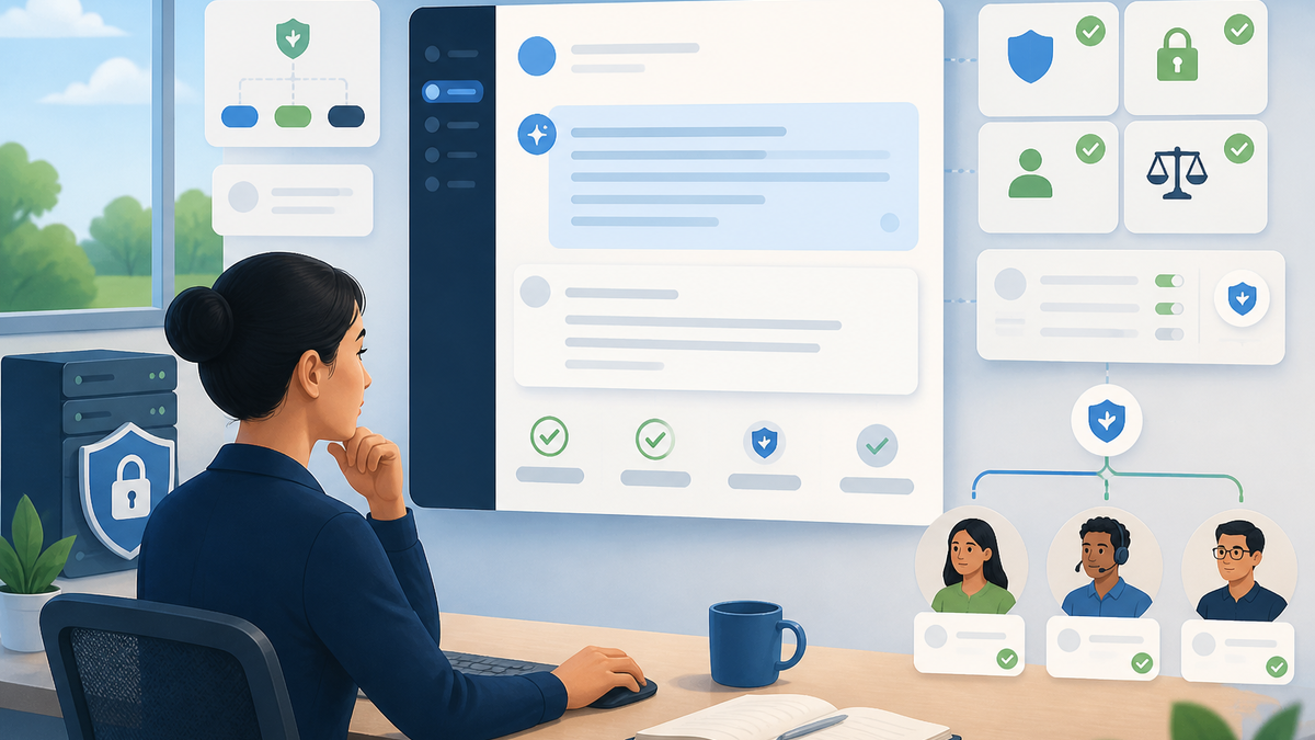 Conceptual review checkpoints for AI privacy and security for self-hosted support teams