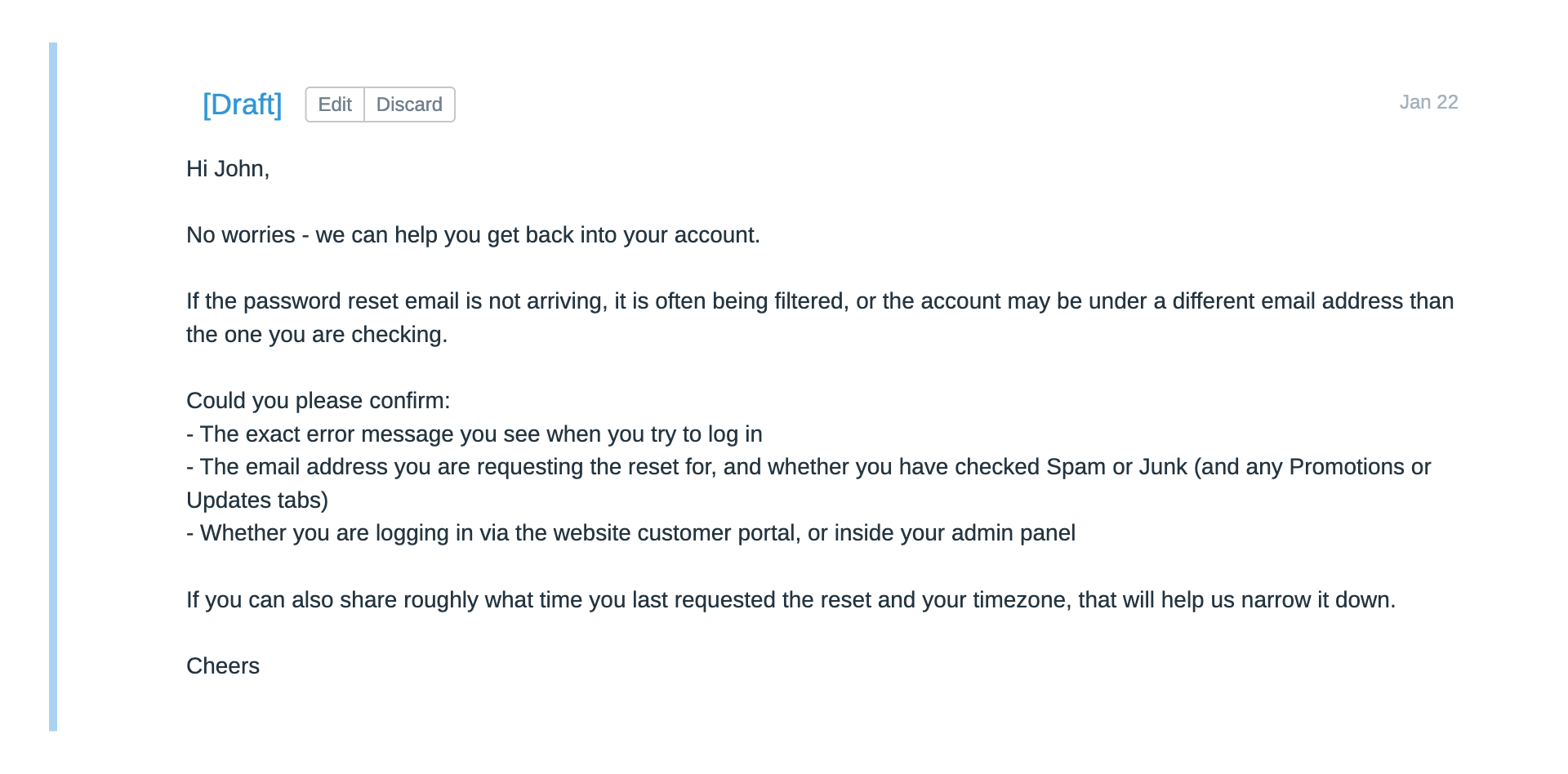 AI-generated draft reply in a FreeScout conversation