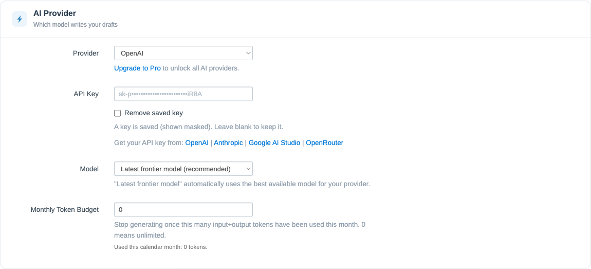 ReplyRabbit AI provider settings card in FreeScout